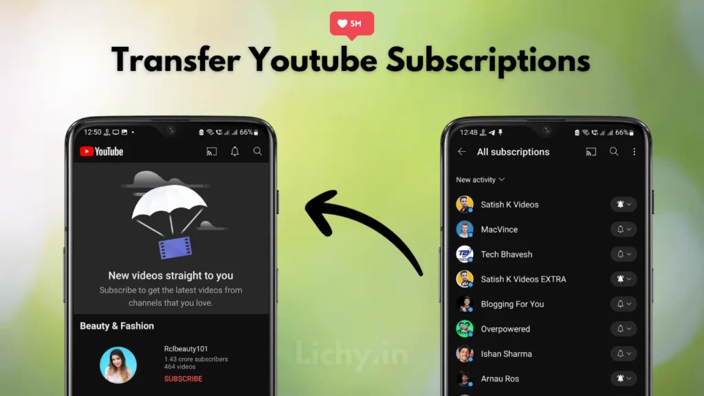 transfer youtube subscriptions to another account